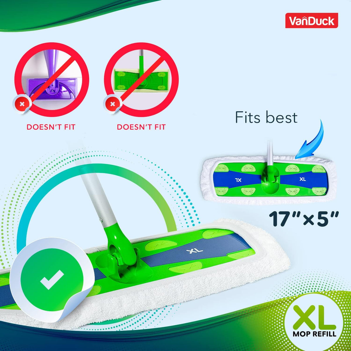VanDuck Reusable Cotton Mop Pads Compatible with Swiffer Sweeper XL, 4 Pack