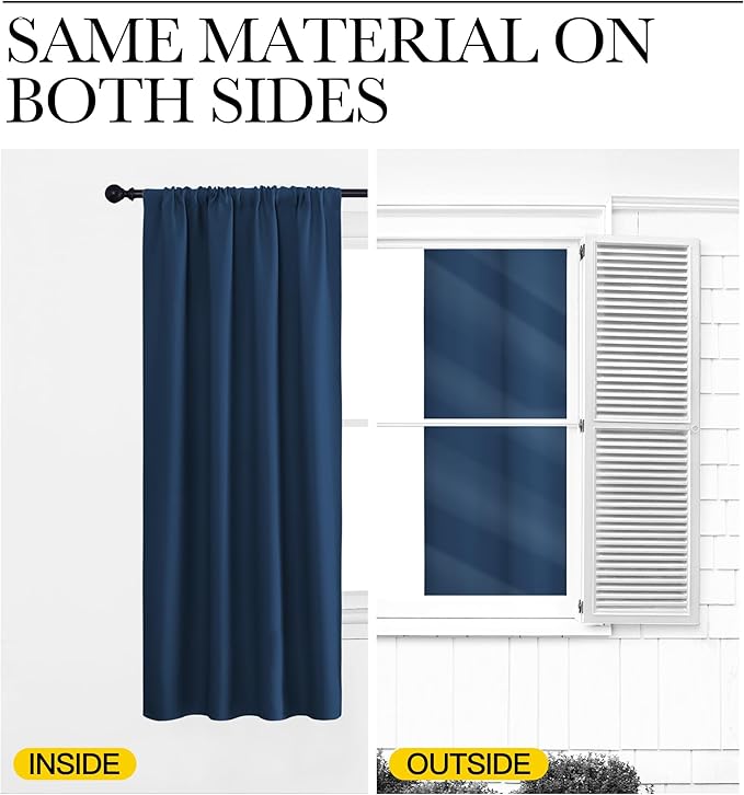 NICETOWN Window Curtains for Bedroom, Moroccan Blue, 2 Panels, W42 x L48 -Inch - Image 5