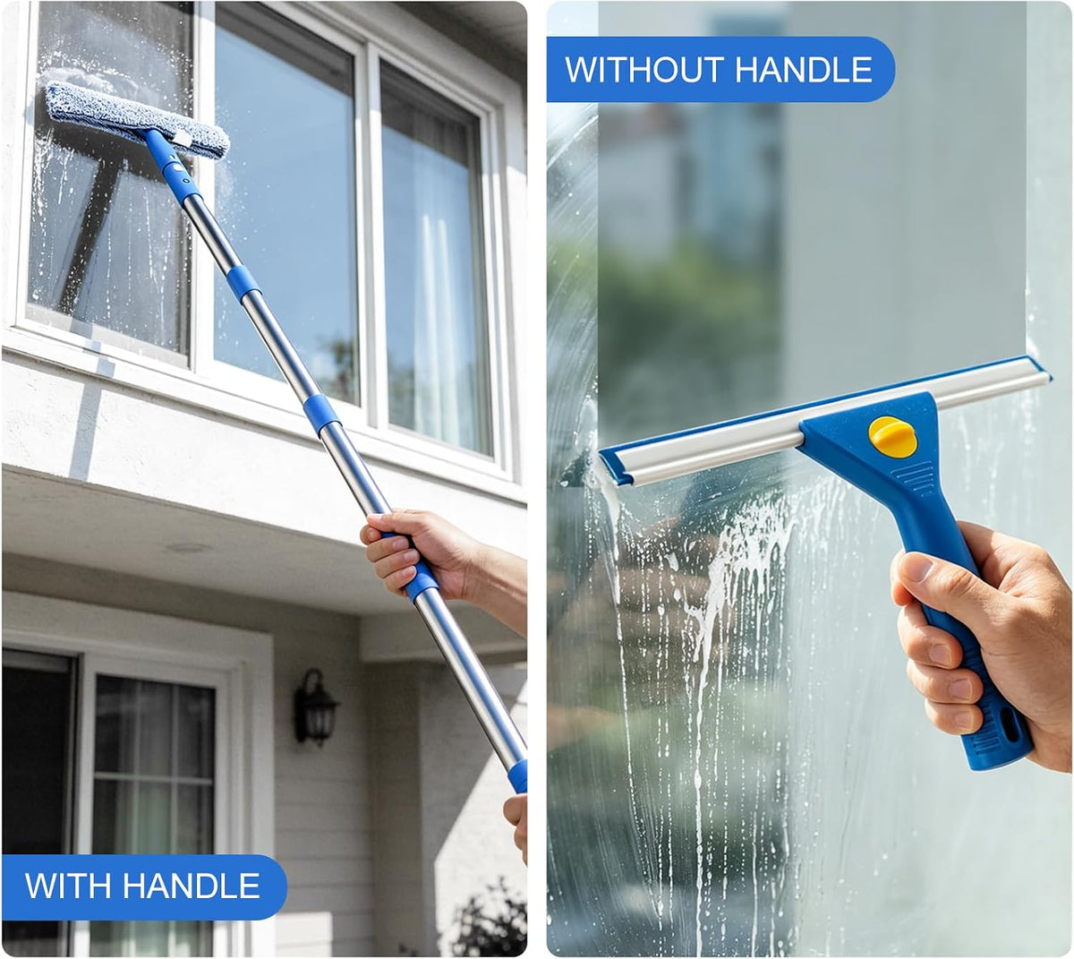 Window Cleaning Kit with Bucket 3 Gallon for Home Outdoor, Blue
