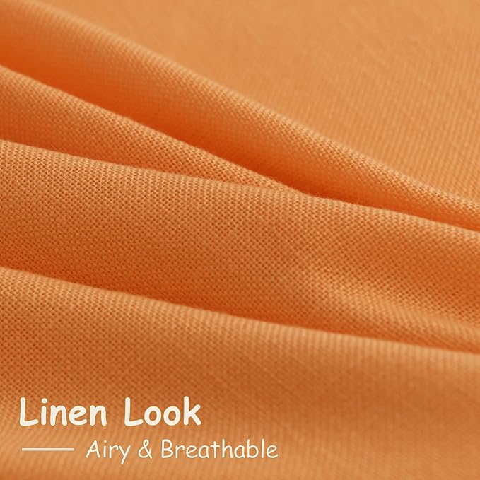 Nanspring Orange Linen Blend Drapes 84 Inch Length 2 Panels Set Back Tab Rod - Image 5