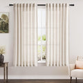 Beige Linen Textured Curtains 2 Panels Set 60 Inches Long by Nanspring