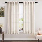 Beige Linen Textured Curtains 2 Panels Set 60 Inches Long by Nanspring
