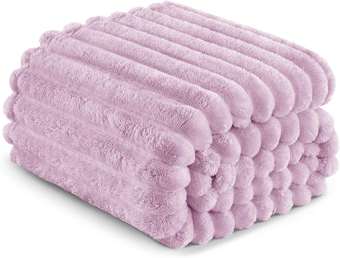Exclusivo Mezcla Twin Size Flannel Fleece Blanket, Super Soft Striped Jacquard - Image 6