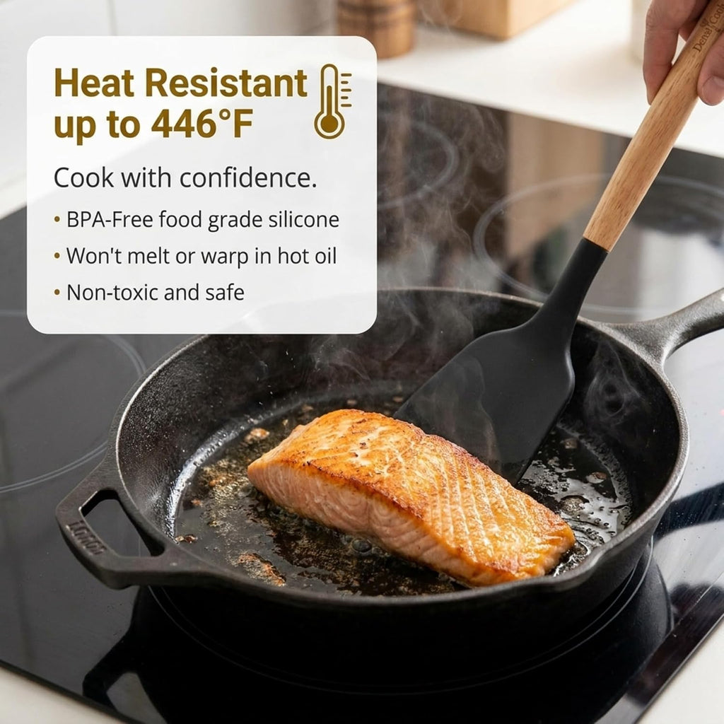 Silicone Utensils Set for Cooking - 12 Piece Set&BPA Free（Black）