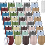 Sieral 40 Pack Insulated Wine Tumblers Bulk 12oz, Dark Color
