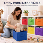 Yinder 6 Pcs Cube Storage Bin, Rainbow Colored 14''x10''x8'' Storage Cubes