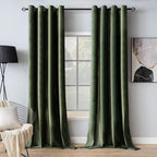 MIULEE Velvet Curtains Olive Green Elegant Long Grommet Curtains Black Out by MIULEE