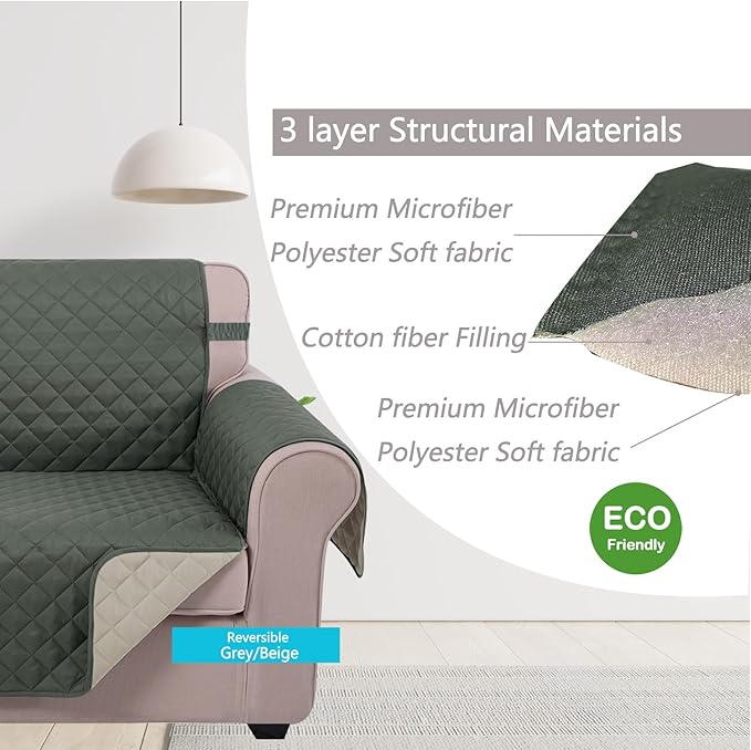 U-NICE HOME Recliner Chair Covers Reversible Quilted Water Repellent Pet - Image 5