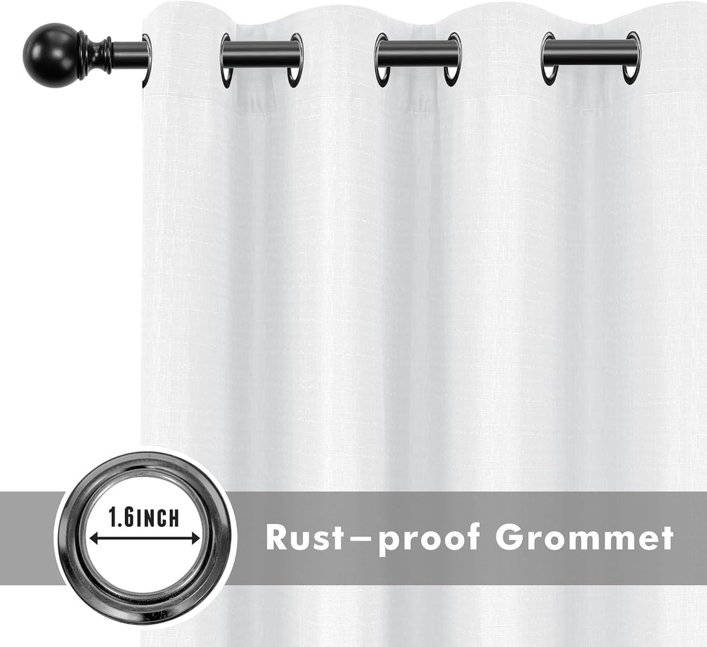 Linen Outdoor Curtains for Patio Waterproof 4 Pcs 54x84 In White