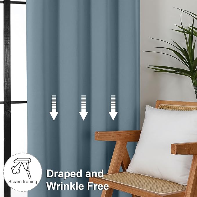Simplebrand Stone Blue Blackout Curtains - Image 7