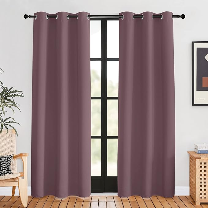 NICETOWN Blackout Curtains for Bedroom, Dry Rose, 42 W by 80 L, Thermal by NICETOWN