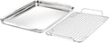 All-Clad Stainless Steel Half-Sheet Baking Pan 13" x 21" with Cooling Rack - Tri-ply Bonded for Consistent Baking- (Roast, Bake Cookies, Brownies and More) Professional Stainless Steel Bakeware