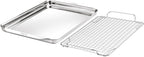 All-Clad Stainless Steel Half-Sheet Baking Pan 13" x 21" with Cooling Rack - Tri-ply Bonded for Consistent Baking- (Roast, Bake Cookies, Brownies and More) Professional Stainless Steel Bakeware