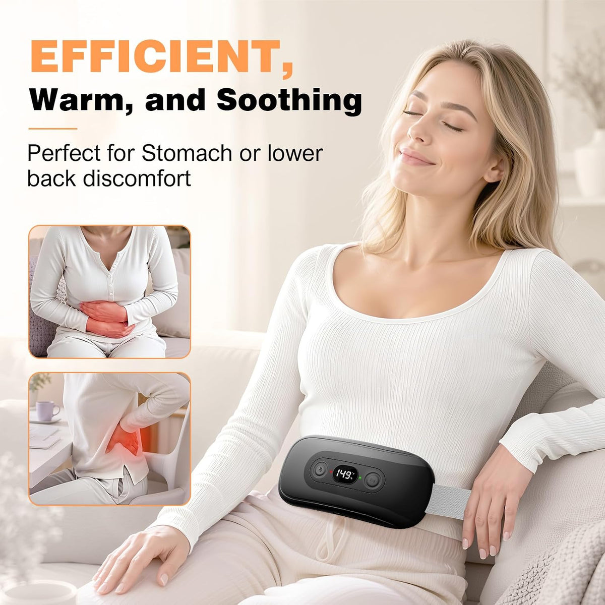 GLYDUNY Portable Cordless Heating Pad, Wearable Rechargeable Heat Pad