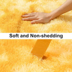 Soft Runner Rugs for Bedroom Hallways, 2x6 Tie-Dyed Yellow Fluffy Shag Throw - Image 3