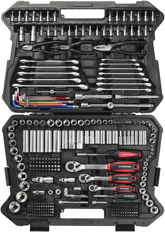 STARWORK TRUE MECHANIC™ 314-Piece Mechanics Tool Set and Socket Set, 1/4", 3/8", 1/2" Drive, Professional, Metric