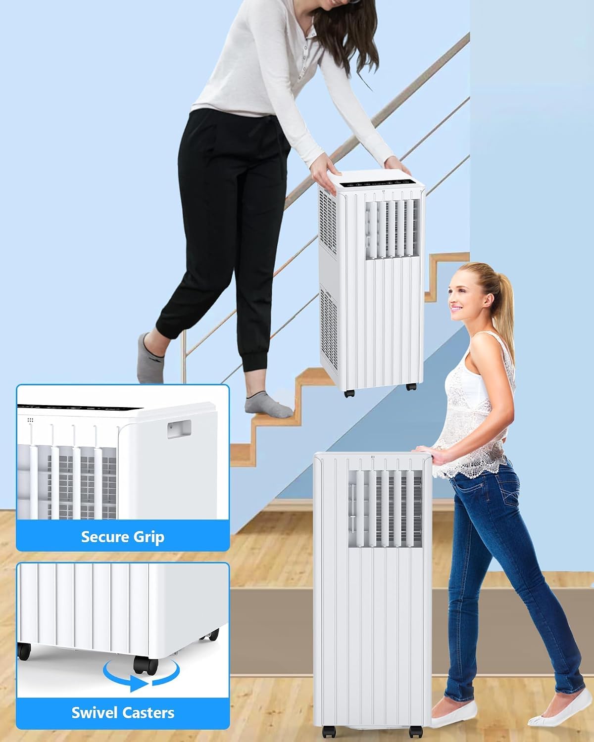 GarveeTech 8000 BTU Portable Air Conditioner, 3 in-1 Free Standing Cooling Portable AC Unit with Cool/Dry/Fan Mode, with Remote Control, Cools Up to 350 Sq.Ft with Sleep Mode,2 Fan Speed for Home