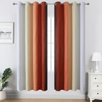 Estelar Textiler Burnt Orange and Greyish White Ombre Blackout Curtains - Image 2
