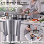 2 In1 Multi-Functional Kitchen Utensil Holder, Small Pot Lid & Spoon Rack
