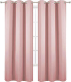 LEMOMO Pink Blackout Curtains/42 x 84 Inch/Set of Two Panels Grommet Bedroom - Image 3