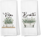 Vintage Farmhouse Eucalyptus Leaf Hand Towels 16x24 Inch 057-XC