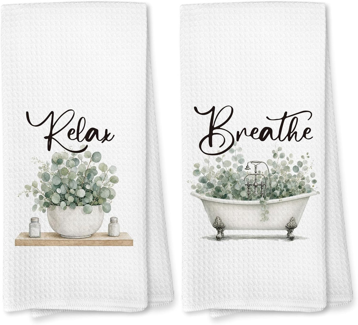 Vintage Farmhouse Eucalyptus Leaf Hand Towels 16x24 Inch 057-XC