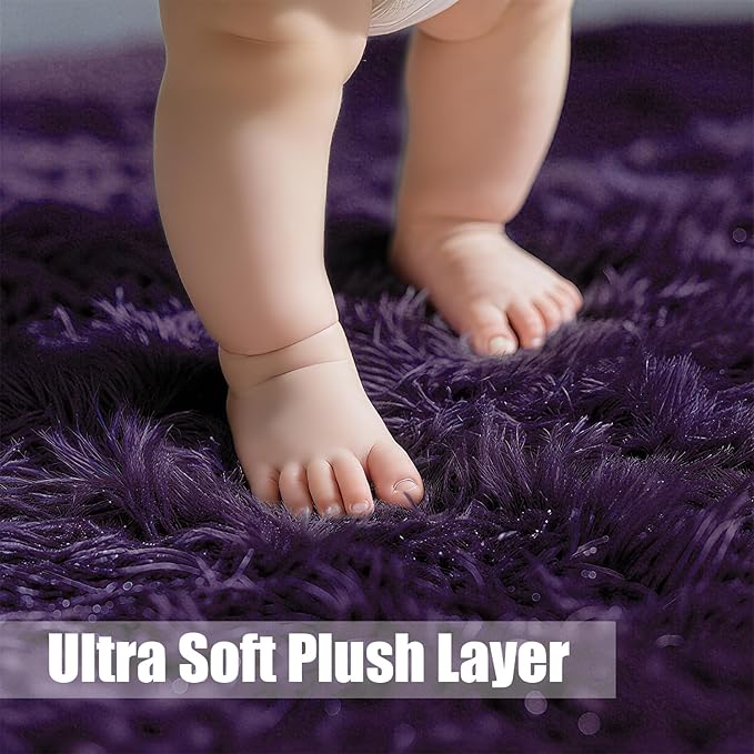 Shag Area Rug for Bedroom 3x5, Soft Fuzzy Rug Non-Shedding Indoor Plush Carpet - Image 3