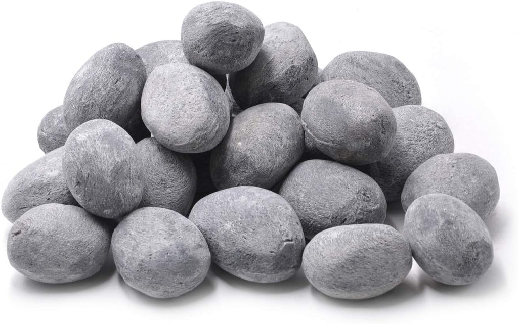 Stanbroil 24pcs Lightweight Ceramic Fiber Pebble Stones for Fire Pit, Black