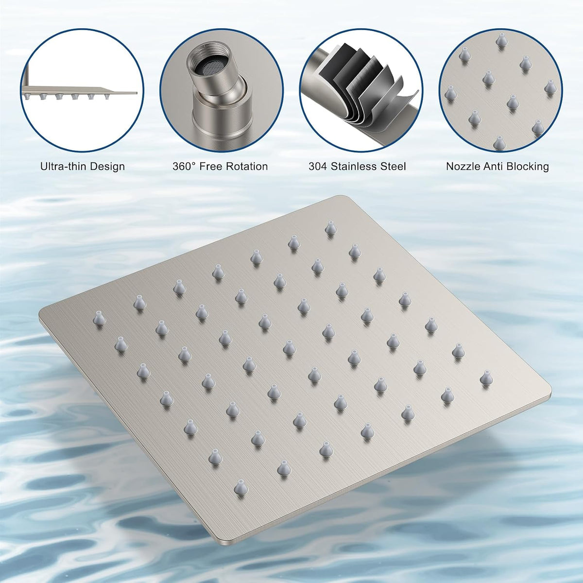 Rain Shower System 12"&6" Shower Heads Wall Mount Shower Faucet Set