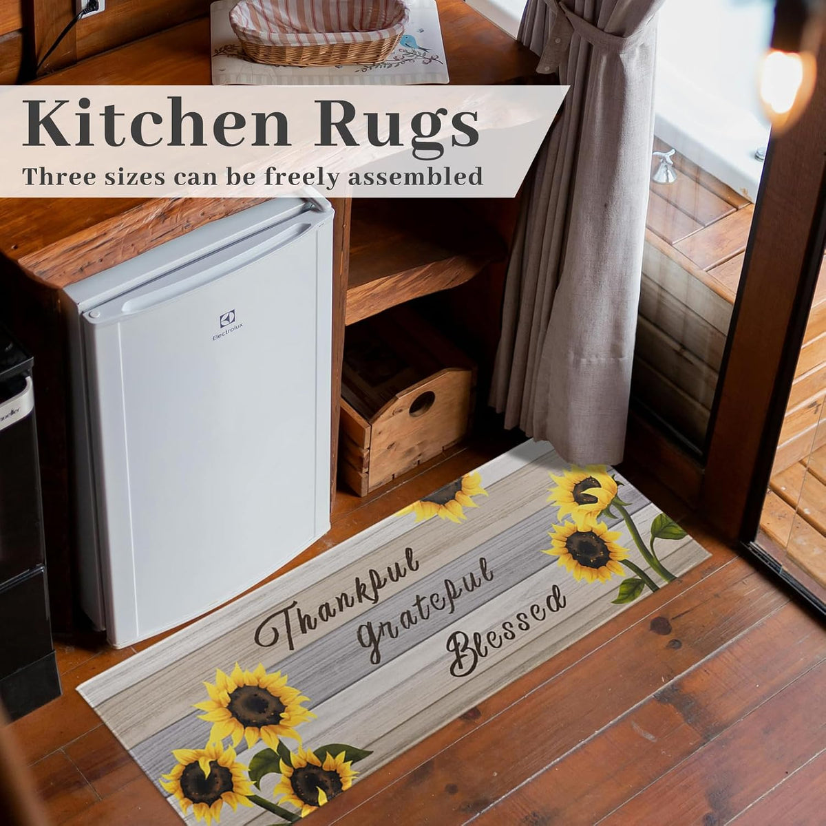 Sunflower Kitchen Mat Set of 3, Kitchen Decor and Accessories(Multicolor)