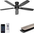 Ohniyou 52'' Low Profile Ceiling Fan No Light, for Indoor/Covered Outdoor