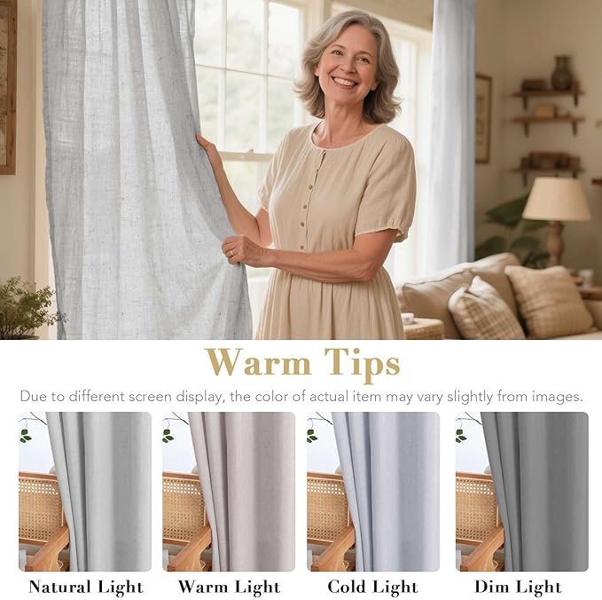 H.VERSAILTEX 2 Pack Ultra Luxurious High Woven Linen Elegant Semi Sheer Curtain - Image 3