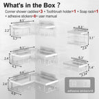 Corner Shower Caddy 5 Pack Adhesive Stainless Steel Organizer White