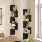 HOOBRO Corner Shelf Wall-Mounted, Set of 2 Floating Corner Shelves for Wall