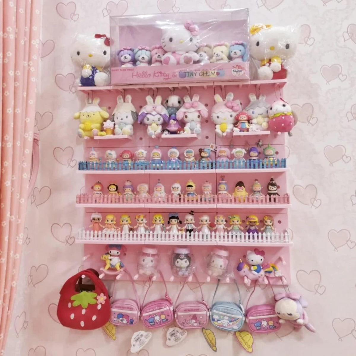 HGYZE Kawaii Peg Board with Hook, Trinket Shelf 4 Pack, Cute Room Decor