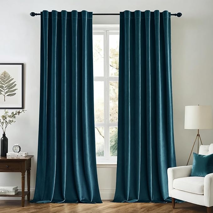 MIULEE Blue Velvet Curtains 84 inches 2 Panels by MIULEE