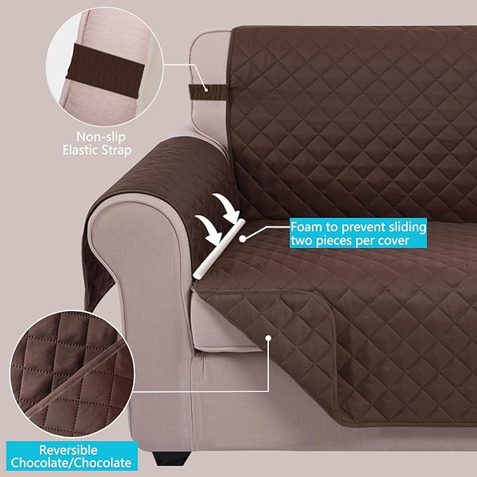 U-NICE HOME Loveseat Sofa Cover Reversible Couch Cover - Image 3