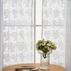 YJ YANJUN Vintage Lace Curtains 30 Inch Length Pair Short White Sheer Kitchen - Image 3