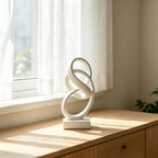 10" Modern Abstract Ribbon Decorative Sculpture, Knot Sculptures,Home Decor,Coffee Table Statues,Dining Living Room Desk Decor（White）
