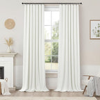 Living Room Curtains 84 Inches Long Faux Linen Darkening Curtain - Image 9