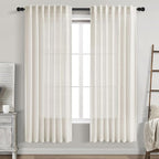 Nanspring Cream Linen Curtains 74 Inches Long by Nanspring