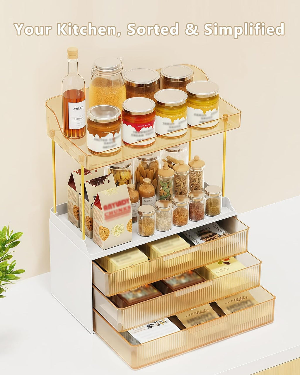 Bathroom Organizers and Storage, Makeup Organizer (Sturdy Durable Attractive), Ideal for Vanity, Countertop, Counter, Perfume, Skincare, Cabinet, Cosmetic, Dresser Organizer (Gold)