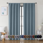 Simplebrand Ava Stone Blue Blackout Curtains, Privacy Thermal Insulated by Simplebrand
