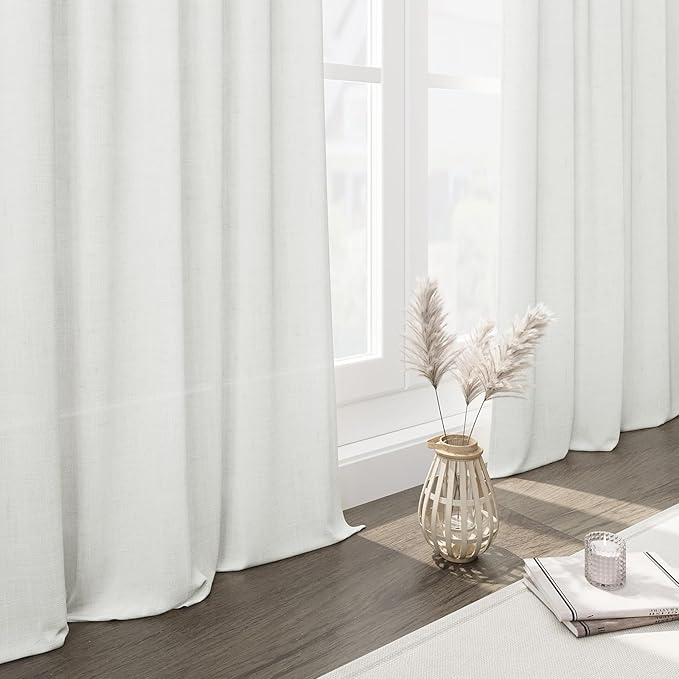 Linen Off White Curtains 135 inch Extra Long - Image 7