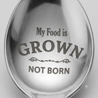 Spoons Silverware, Stainless Steel Coffee Spoons with My Food Is Grown Not Born Design, Reusable Decorative Spoon for Coffee, Tea, Desserts, Breakfast, Dining & Gifting
