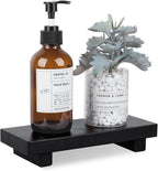 Bathroom Tray Wood Riser Kitchen Decor Soap Holder, 9" x 6" Walnut
