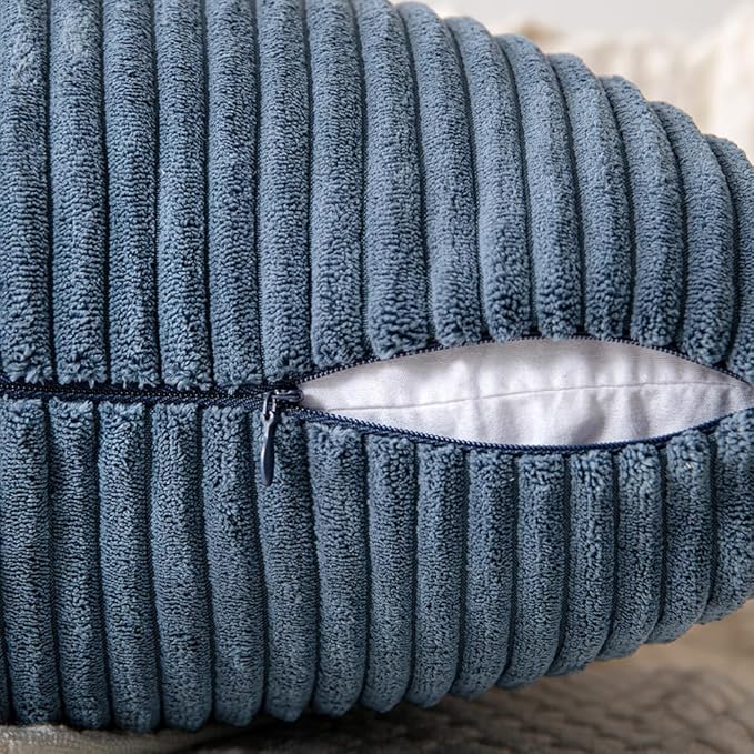 MIULEE Blue Decorative Euro Sham Pillow Covers 24x24 Inch - Image 3