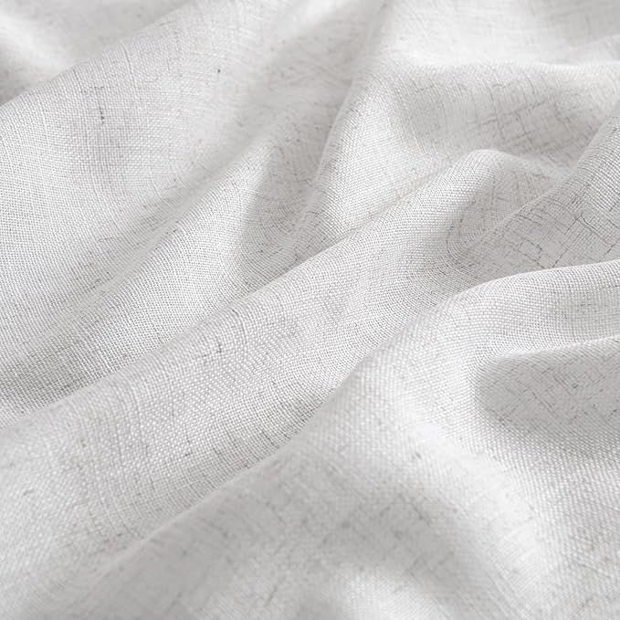 MIULEE White Curtains 24 Inch Length 2 Panels, Soft Thick Linen Textured Semi - Image 6