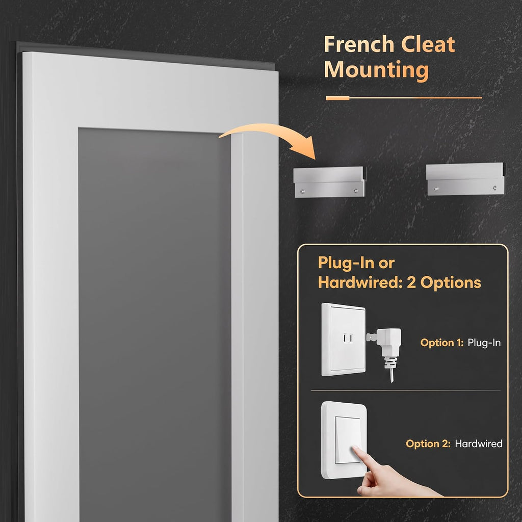 Antok 24X36 LED Bathroom Mirror with Lights, Vanity Mirror for Wall with Black Frame, Touch Control, Anti-Fog, Dimmable Lights, Shatter-Proof, Memory Function, Wall-Mounted Vanity Mirrors