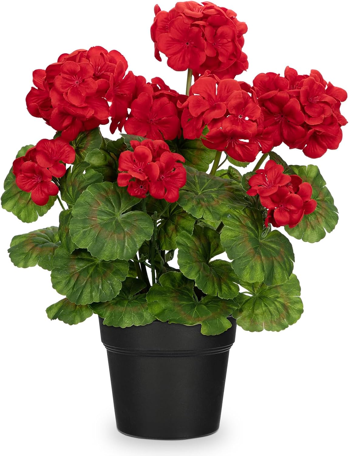 Briful Artificial Geranium Potted Plant – 16” Tall, Realistic Silk Flowers with Vibrant Green Leaves, Pink White Geraniums Fake Flowers for Outdoors Home Décor, Wedding Farmhouse Office Tables Decor